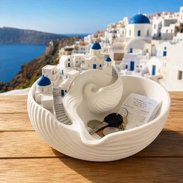🎁Limited-Time 50% Off🌊Blue and White Greek Marine-Themed Ceramic Key Tray – Home Decor