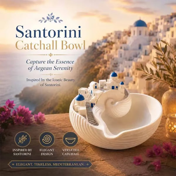 🎁Limited-Time 50% Off🌊Blue and White Greek Marine-Themed Ceramic Key Tray – Home Decor