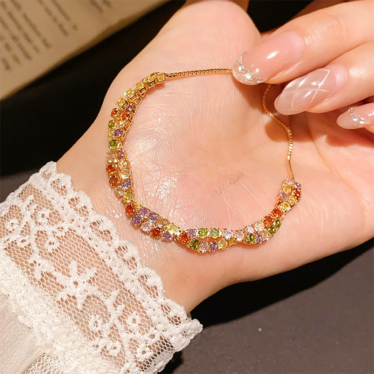 📢📢50% OFF!! ⏰Retro Crossover Twisted Multicolor Zircon Adjustable Bracelet for Women