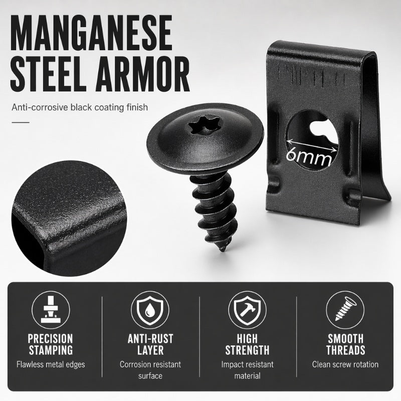 🔩50% OFF NOW🚗Universal Car Metal U-Type Clips & Screws Set – Heavy-duty, rust-resistant & versatile sizes – Perfect for auto trim, panels & interior repairs🔧