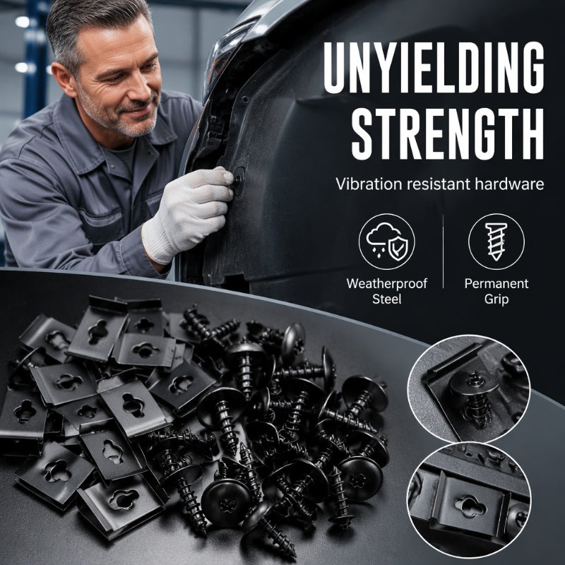 🔩50% OFF NOW🚗Universal Car Metal U-Type Clips & Screws Set – Heavy-duty, rust-resistant & versatile sizes – Perfect for auto trim, panels & interior repairs🔧