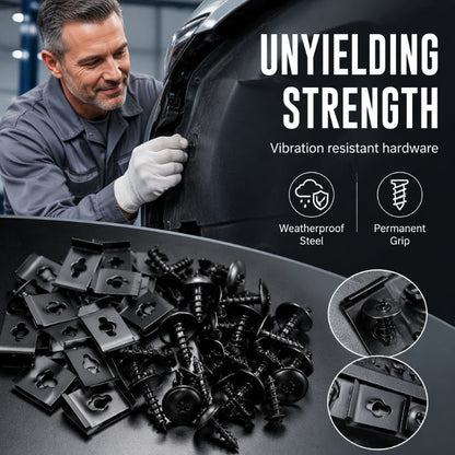 🔩50% OFF NOW🚗Universal Car Metal U-Type Clips & Screws Set – Heavy-duty, rust-resistant & versatile sizes – Perfect for auto trim, panels & interior repairs🔧