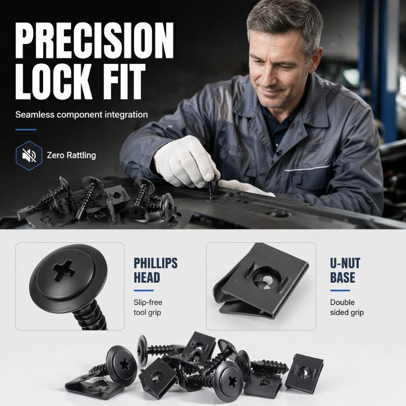🔩50% OFF NOW🚗Universal Car Metal U-Type Clips & Screws Set – Heavy-duty, rust-resistant & versatile sizes – Perfect for auto trim, panels & interior repairs🔧