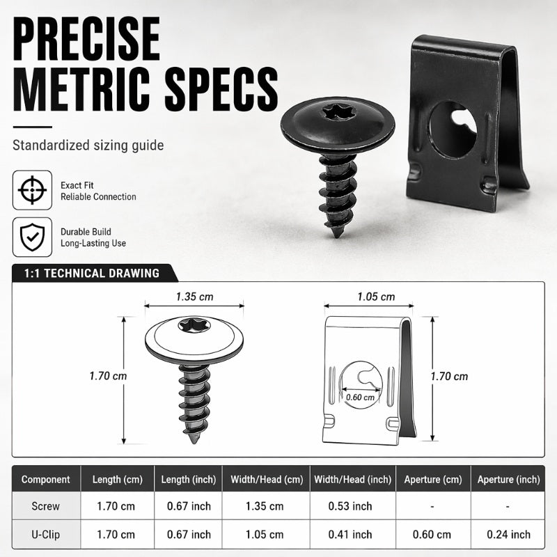 🔩50% OFF NOW🚗Universal Car Metal U-Type Clips & Screws Set – Heavy-duty, rust-resistant & versatile sizes – Perfect for auto trim, panels & interior repairs🔧