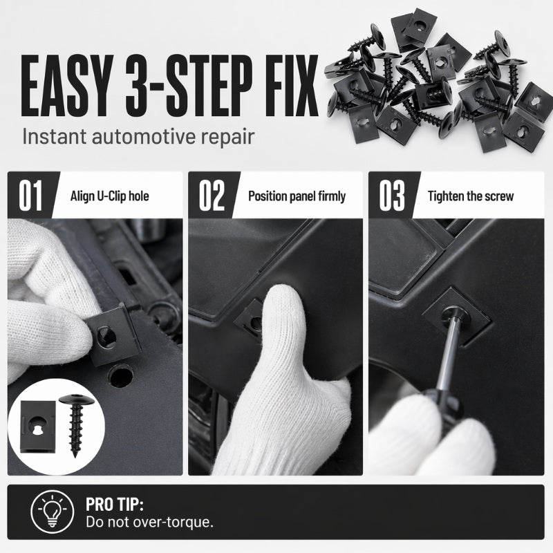🔩50% OFF NOW🚗Universal Car Metal U-Type Clips & Screws Set – Heavy-duty, rust-resistant & versatile sizes – Perfect for auto trim, panels & interior repairs🔧