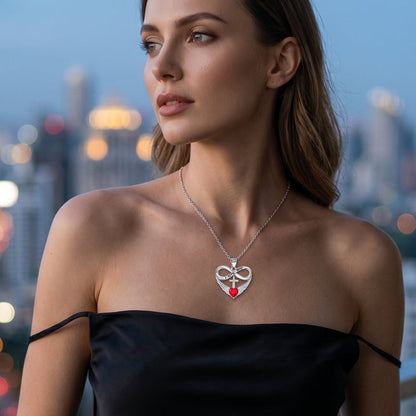 Infinity Heart Cross Necklace with Wing Pendant