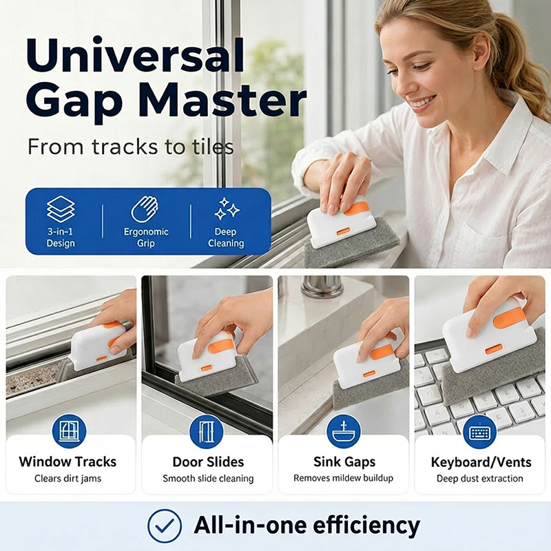 🔍 3-in-1 Window Track Cleaning Tool with Scrubbing Pad 💪