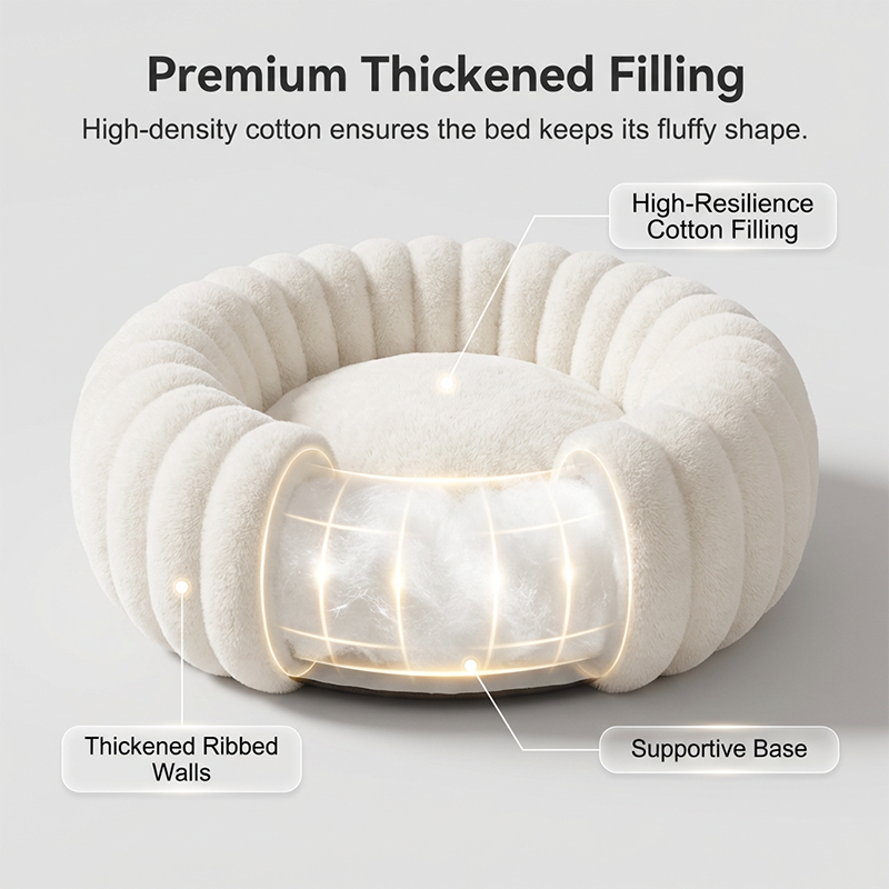 🐾 50% OFF! ✨ Cloud-Like Ultra Soft Plush Round Calming Pet Bed – Raised Rim Donut Design, Deep-Filled Orthopedic Cushioning & Durable Stitching – Warm Cozy Joint Relief for Cats & Dogs of All Sizes 🛏️