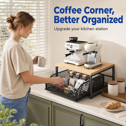 💥50% OFF NOW! 🍳 2-Tier Microwave Stand with Slide-Out Drawer – Heavy-duty, space-saving & sturdy – Perfect for kitchen, office & dorm counters 🏠