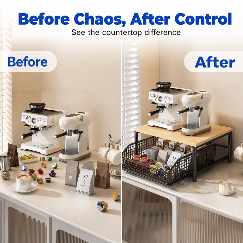 💥50% OFF NOW! 🍳 2-Tier Microwave Stand with Slide-Out Drawer – Heavy-duty, space-saving & sturdy – Perfect for kitchen, office & dorm counters 🏠