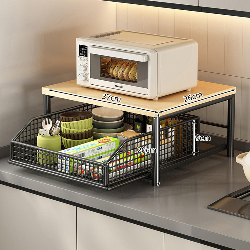 💥50% OFF NOW! 🍳 2-Tier Microwave Stand with Slide-Out Drawer – Heavy-duty, space-saving & sturdy – Perfect for kitchen, office & dorm counters 🏠