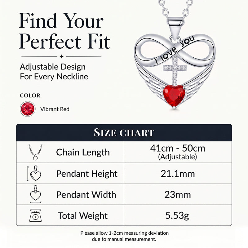 Infinity Heart Cross Necklace with Wing Pendant