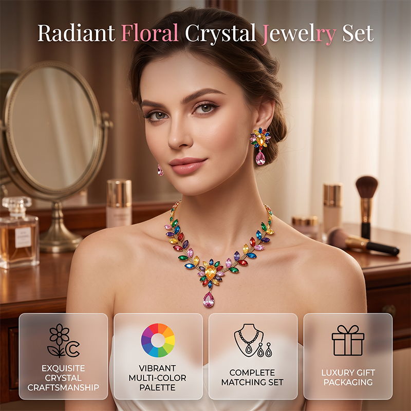 📢📢50% OFF !! ⏰Women Casual Colorful Floral Necklace Set