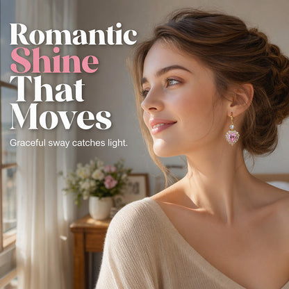 🎉 LIMITED TIME 50% OFF! 💖 Sparkling Heart Drop Earrings – Romantic Pink Glow ✨