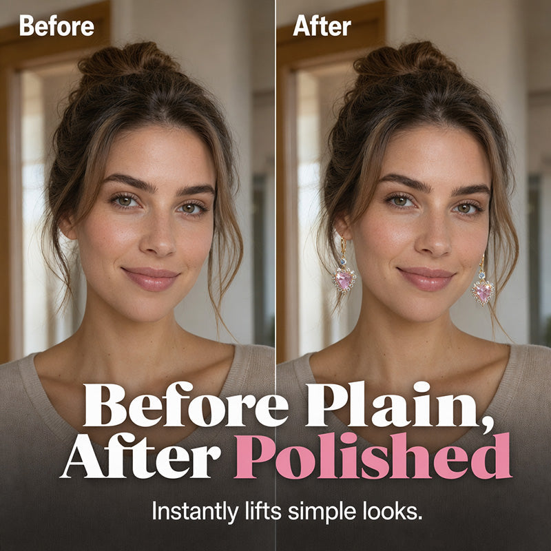 🎉 LIMITED TIME 50% OFF! 💖 Sparkling Heart Drop Earrings – Romantic Pink Glow ✨