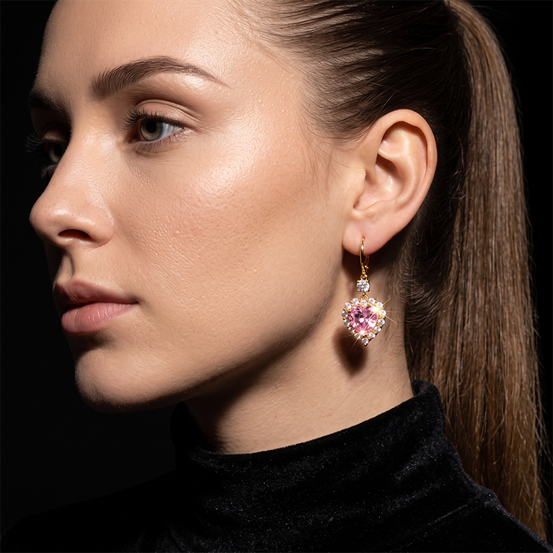 🎉 LIMITED TIME 50% OFF! 💖 Sparkling Heart Drop Earrings – Romantic Pink Glow ✨