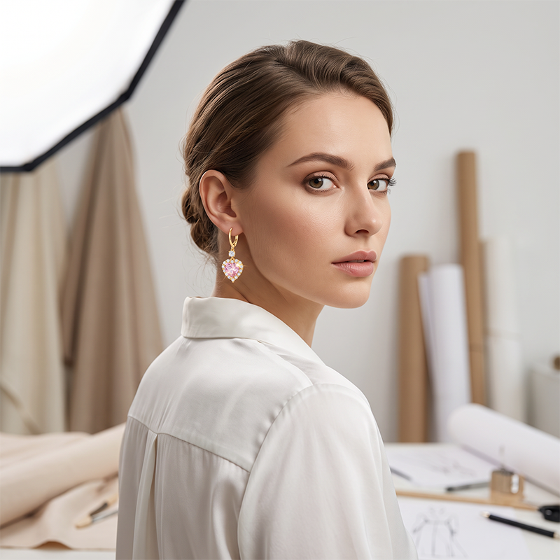 🎉 LIMITED TIME 50% OFF! 💖 Sparkling Heart Drop Earrings – Romantic Pink Glow ✨