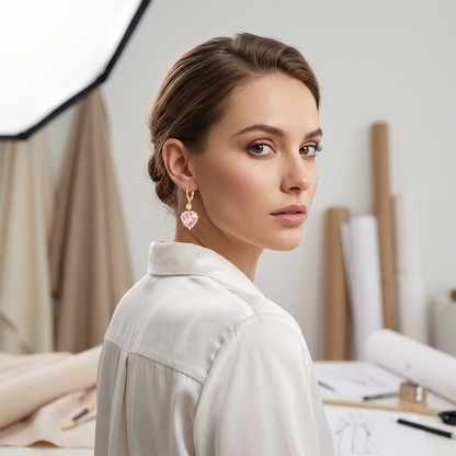 🎉 LIMITED TIME 50% OFF! 💖 Sparkling Heart Drop Earrings – Romantic Pink Glow ✨