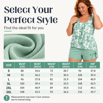 Women's Floral Print Tankini Two-Piece Swimsuit