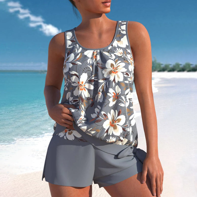 Women's Floral Print Tankini Two-Piece Swimsuit