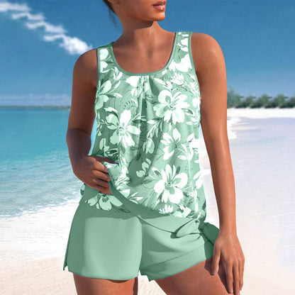 Women's Floral Print Tankini Two-Piece Swimsuit