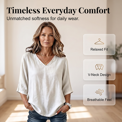 Women's Casual V-Neck 3/4 Sleeve Blouse