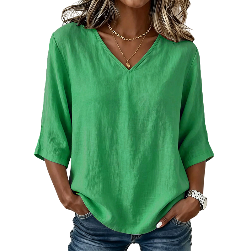 Women's Casual V-Neck 3/4 Sleeve Blouse