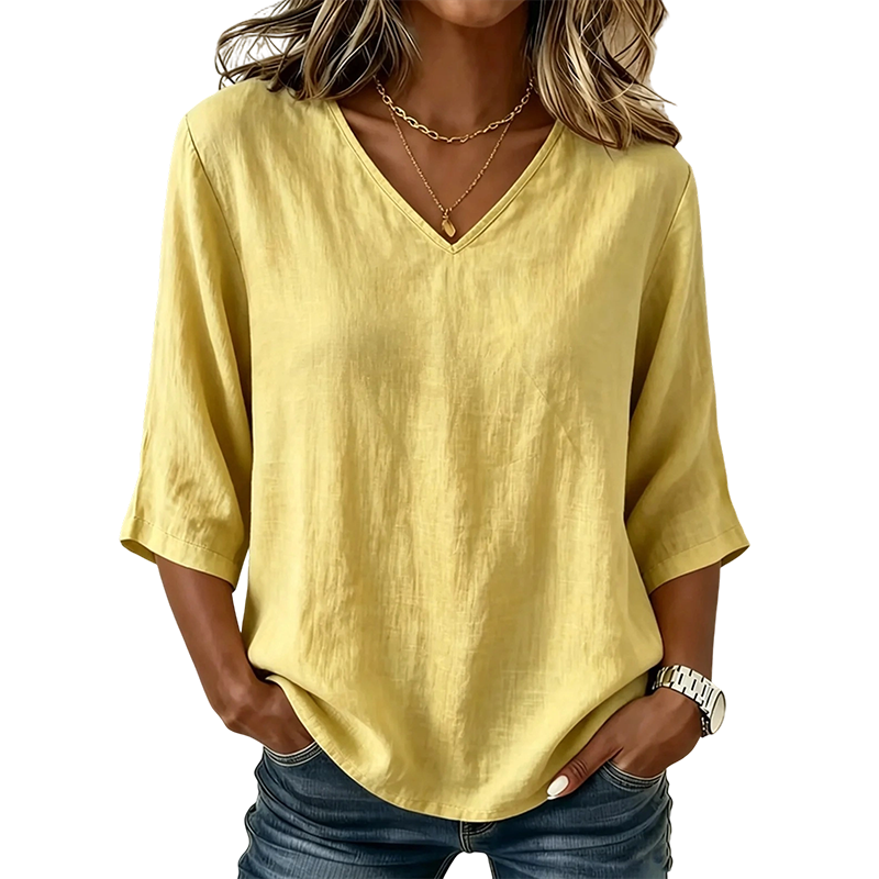 Women's Casual V-Neck 3/4 Sleeve Blouse