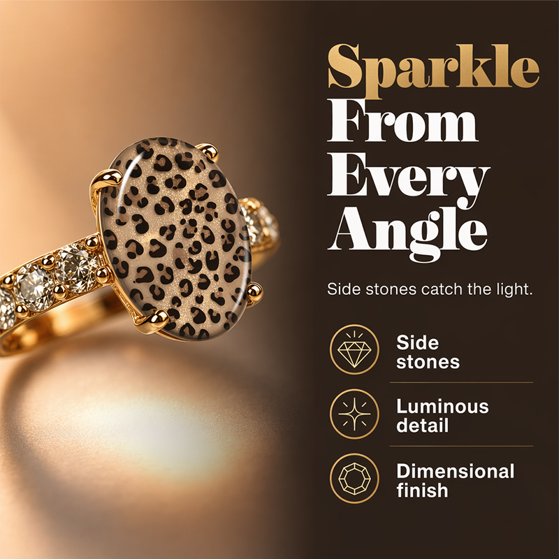 Vintage Leopard Print Oval Ring