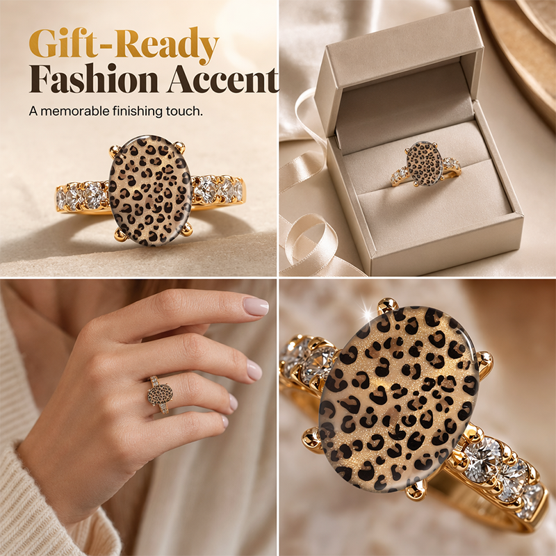 Vintage Leopard Print Oval Ring
