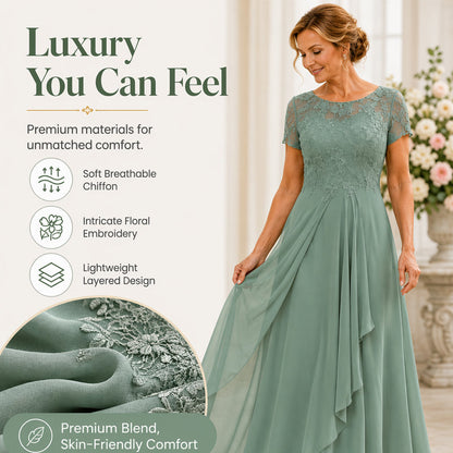 Women's Elegant Sequin Floral Print Chiffon Dress
