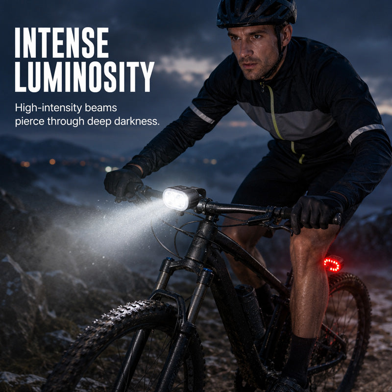🏆 Last Day Special Price £9.99🔦USB Rechargeable Bike Light Set – Bright Front Headlight & Rear Warning Light, Weather Resistant For Night Cycling 🚲