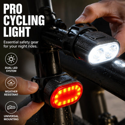 🏆 Last Day Special Price £9.99🔦USB Rechargeable Bike Light Set – Bright Front Headlight & Rear Warning Light, Weather Resistant For Night Cycling 🚲
