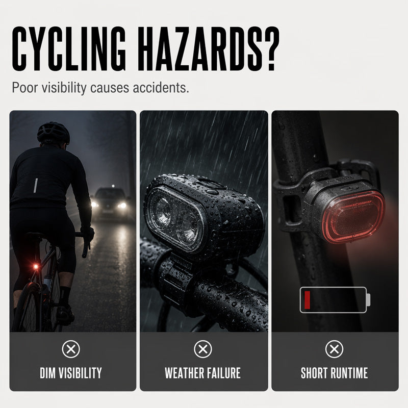 🏆 Last Day Special Price £9.99🔦USB Rechargeable Bike Light Set – Bright Front Headlight & Rear Warning Light, Weather Resistant For Night Cycling 🚲