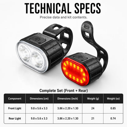 🏆 Last Day Special Price £9.99🔦USB Rechargeable Bike Light Set – Bright Front Headlight & Rear Warning Light, Weather Resistant For Night Cycling 🚲