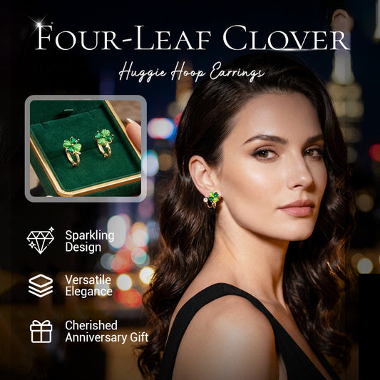 Four-Leaf Clover Huggie Hoop Earrings
