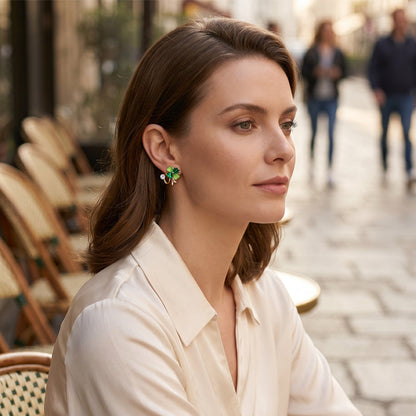 Four-Leaf Clover Huggie Hoop Earrings