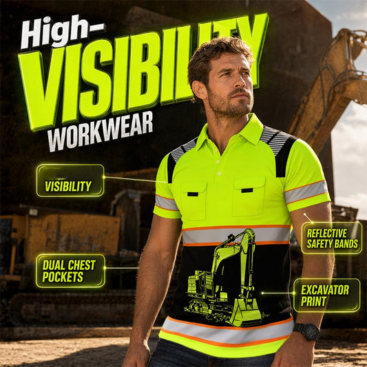 Men's Casual Excavator Graphic Top