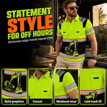Men's Casual Excavator Graphic Top