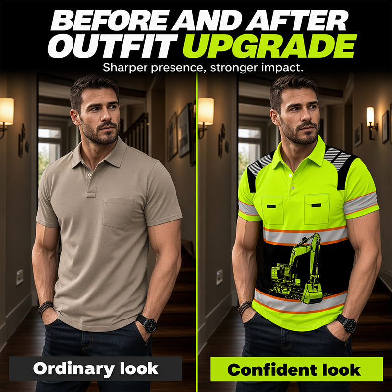 Men's Casual Excavator Graphic Top