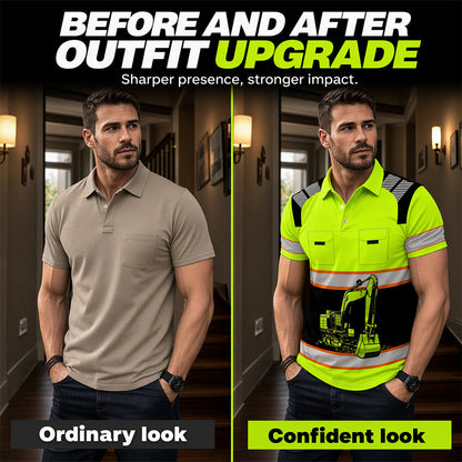 Men's Casual Excavator Graphic Top