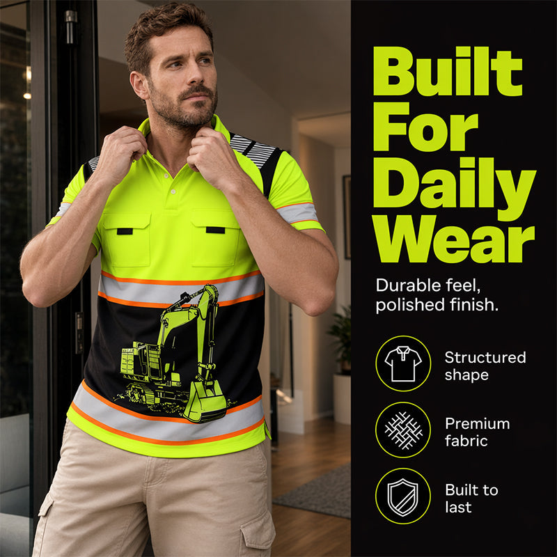 Men's Casual Excavator Graphic Top