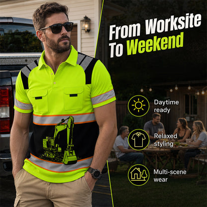 Men's Casual Excavator Graphic Top