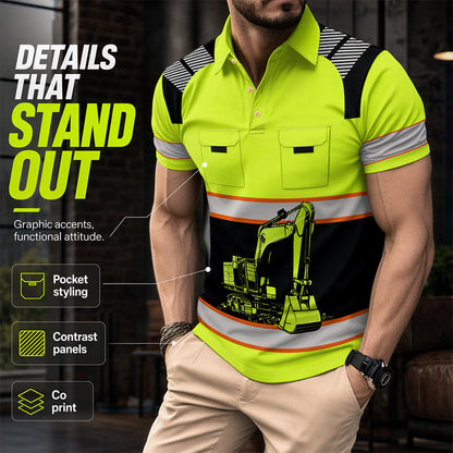 Men's Casual Excavator Graphic Top