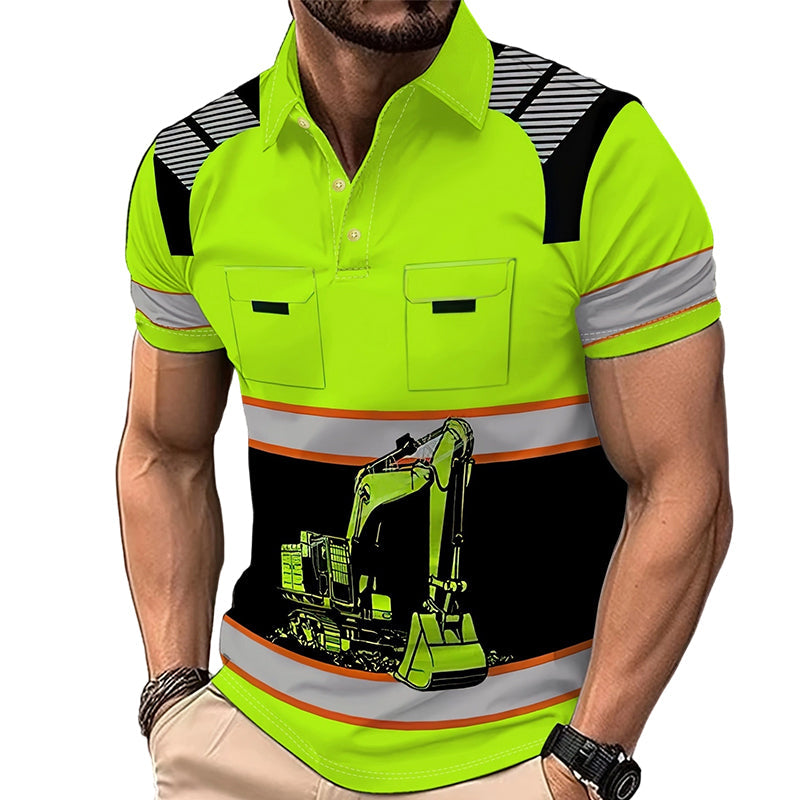 Men's Casual Excavator Graphic Top