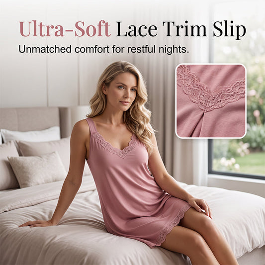 Women's Lace V-Neck Nightdress Loose Modal Slip Sleepwear