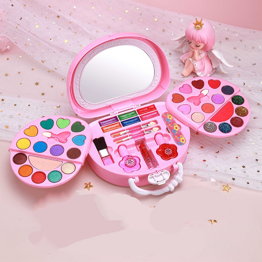 Kids Washable Makeup Toy Set with Portable Pink Handbag