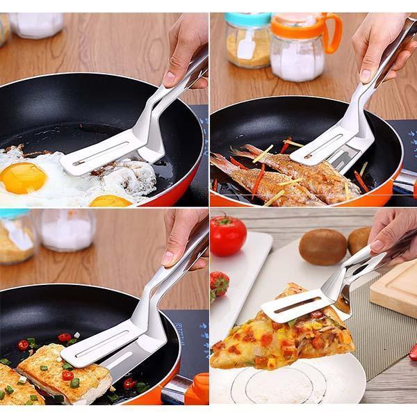 🍳 Stainless Steel Kitchen Tongs with Spatula