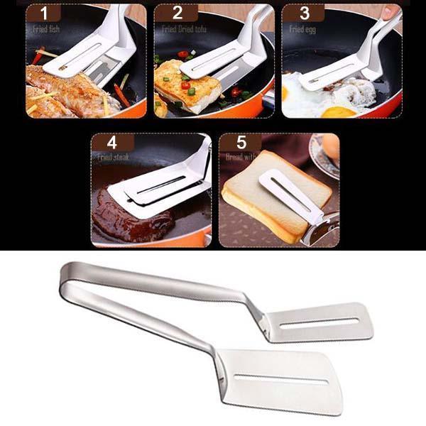🍳 Stainless Steel Kitchen Tongs with Spatula