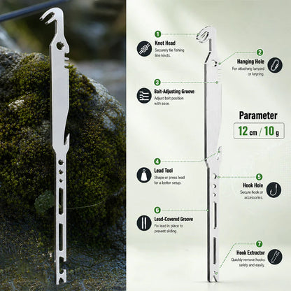 6-in-1 Stainless Steel Fishing Multi Tool Hook Remover and Knot Tyer